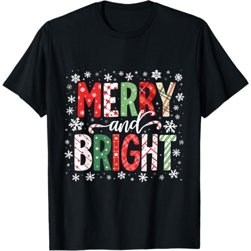 NWT ~ Women's "Merry and Bright" Colorful Christmas T-Shirt ~ Size LARGE