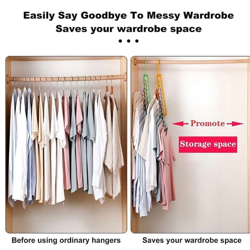 BRAND NEW ~ Set/8 Closet Organizers Storage Space Saving Closet Hangers 9 Holes