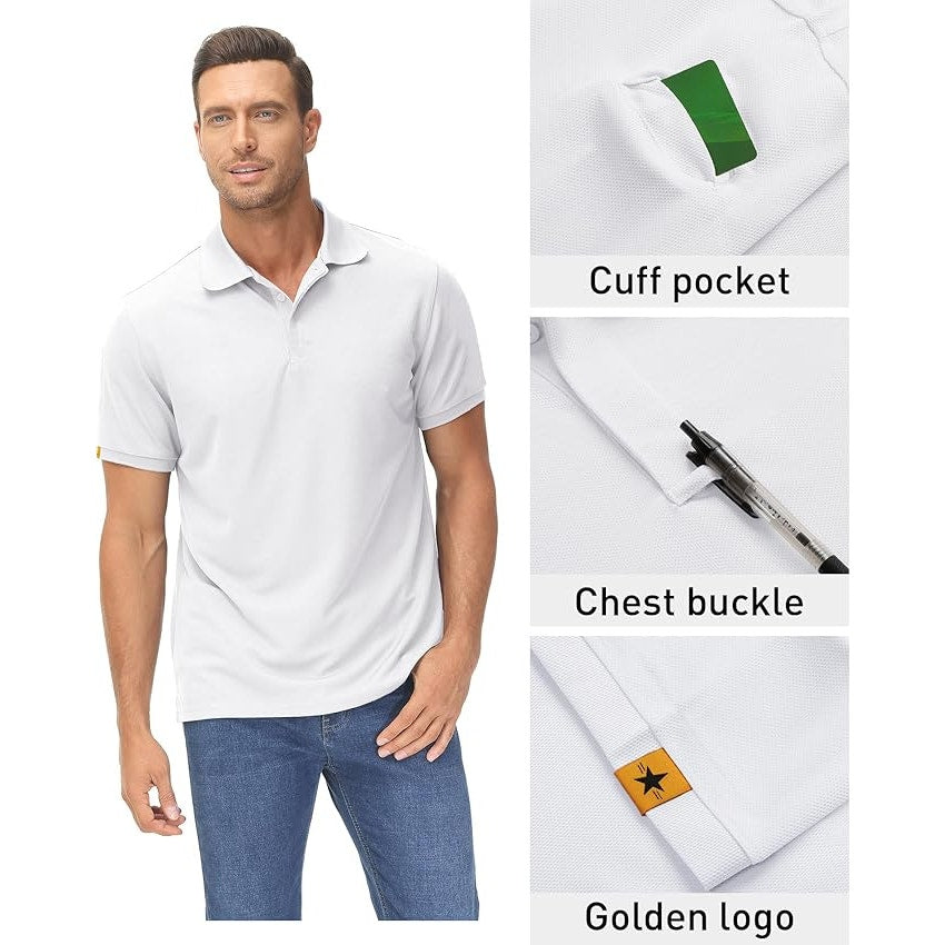 NWT ~ Men's White Breathable Moisture Wicking Golf Polo Shirt ~ Size XL