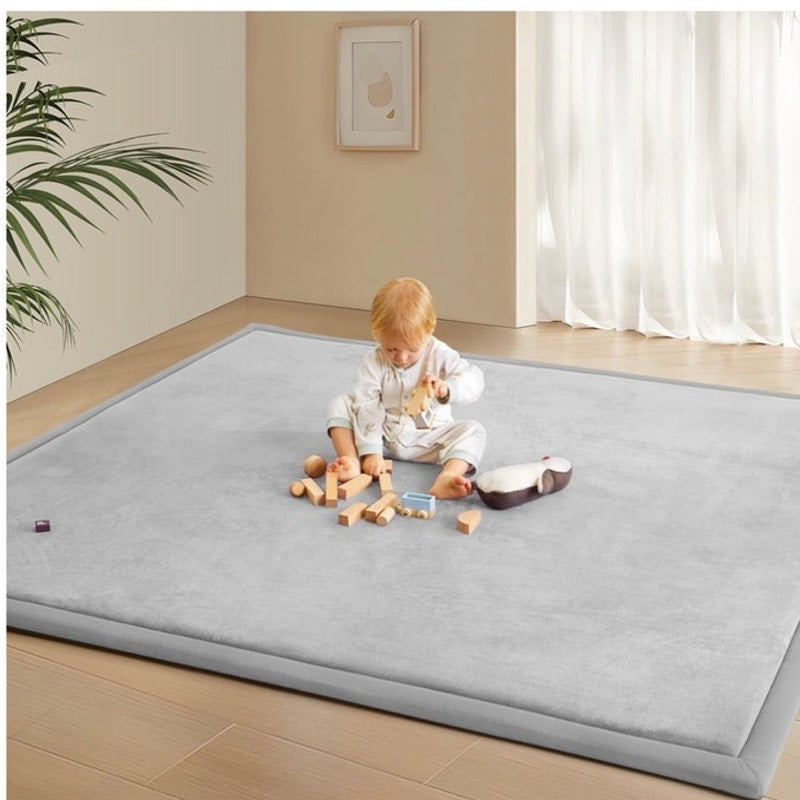 BRAND NEW ~ Light Gray Non Slip Play Mat Area Rug 1.3" Thick Foam ~ 50" x 50"