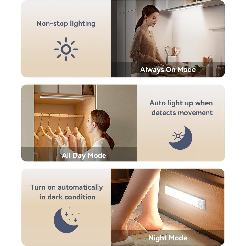 BRAND NEW ~ Set/2 Rechargeable Motion Sensor 13" Under Cabinet Light LED