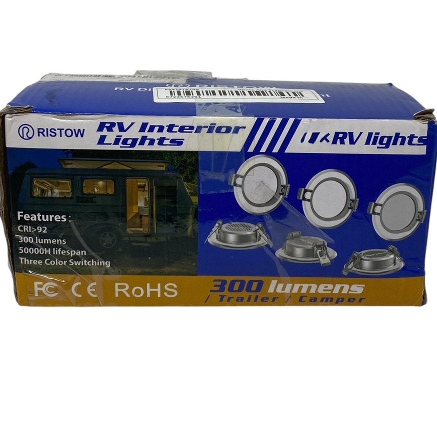 NWT ~ Set of 5 RV Camper Trailor Ceiling Recessed Lights ~ 3 Color 3 Watts 12 V