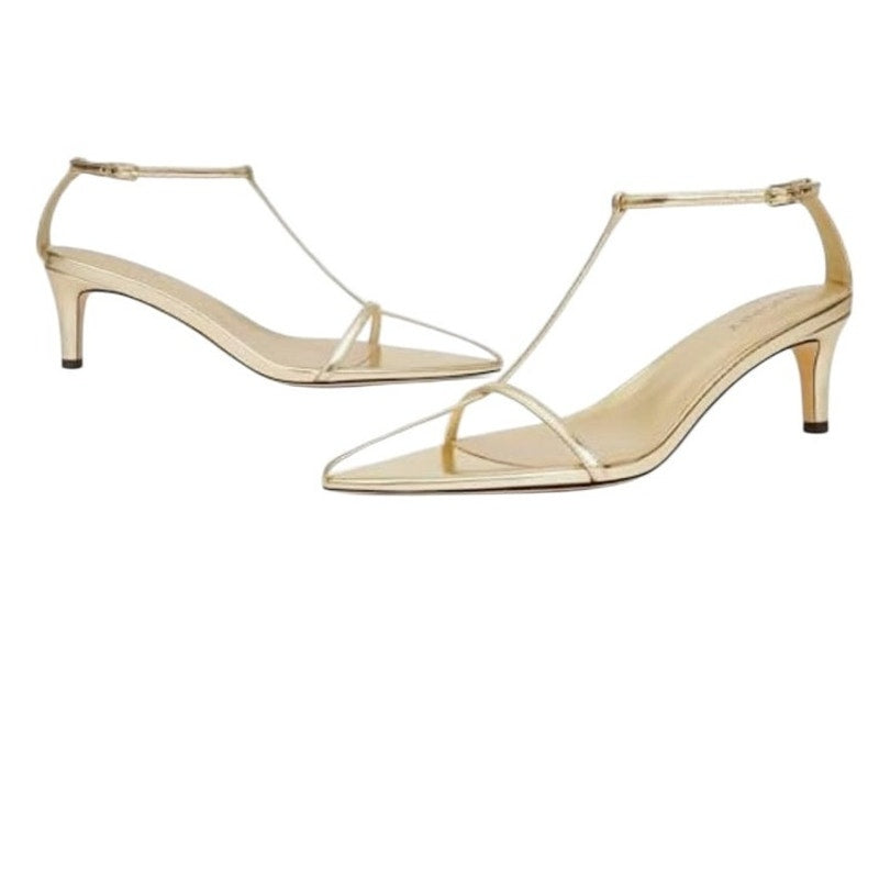BRAND NEW ~ Metallic Gold Strappy Pointed Open Toe Heels Sandals ~ Size 8 ~ NWT