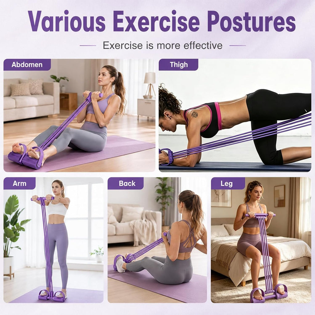 BRAND NEW Pink Portable 8 Tube 3-in-1 Exercise Pedal Resistance Band & Handle
