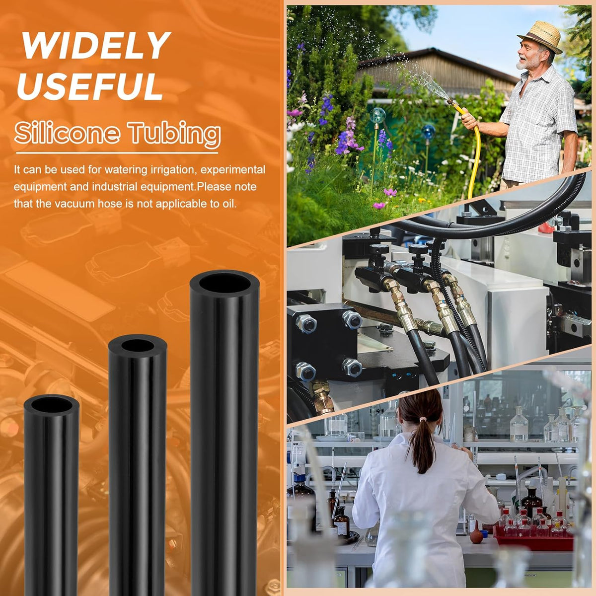 BRAND NEW 5pcs Silicone Automotive 6.6' Black Vacuum Hose 1/8 5/32 1/4 5/16 3/8