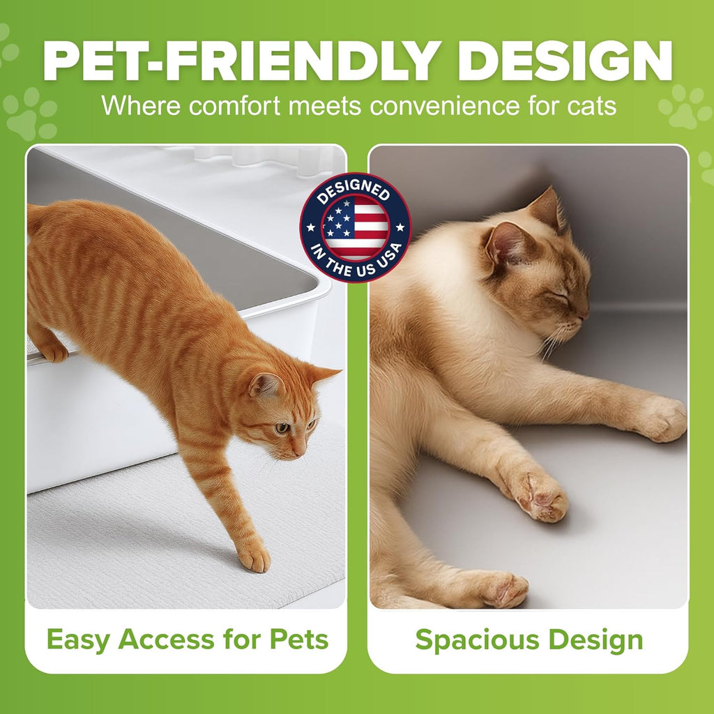 BRAND NEW ~ OHM Stainless Steel Rust Proof Metal NonSlip White XL Cat Litter Box