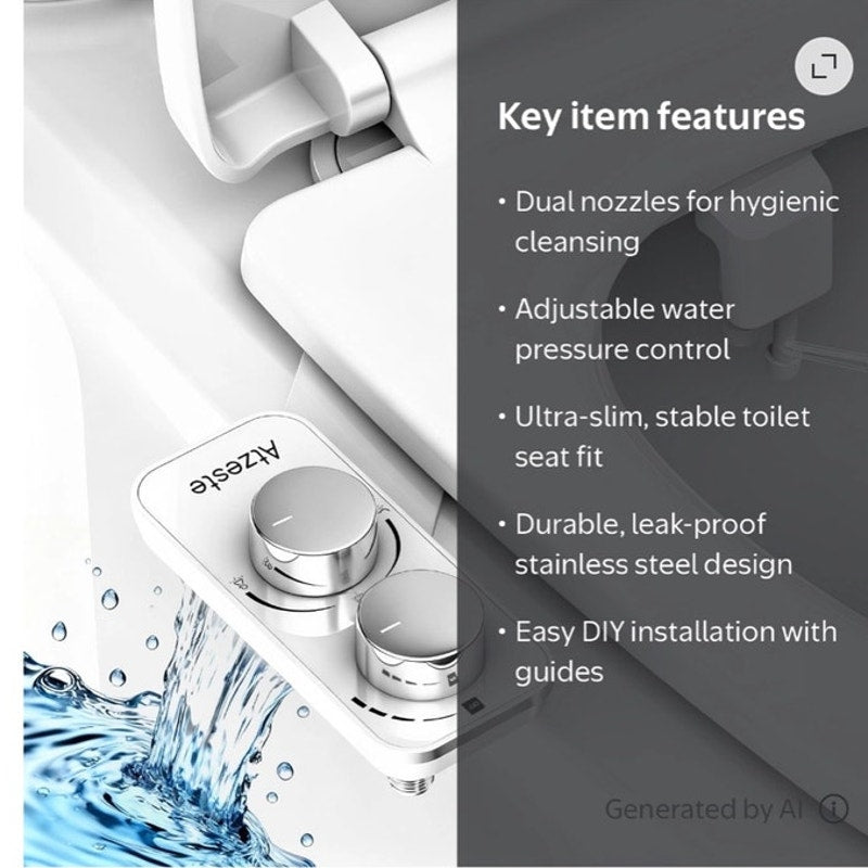BRAND NEW ~ Ultra Slim Non-Electric Dual Nozzle Self Cleaning Bidet Sprayer