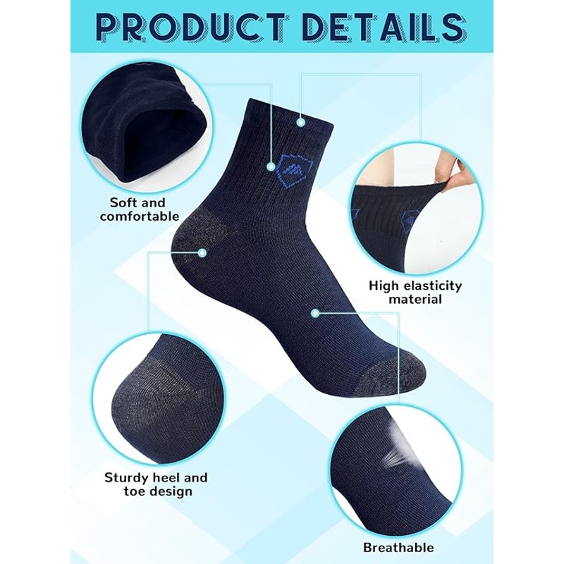 NWT ~ 10 Pairs Men's Classic Multicolor Crew Ankle Socks ~ Unisex ~ Women