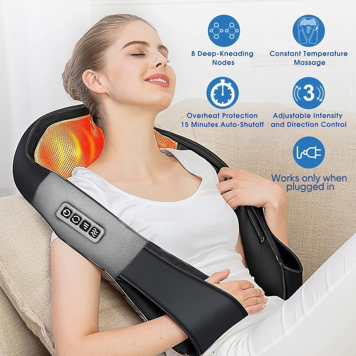 BRAND NEW ~ Shiatsu Heated Back & Neck Deep Tissue Kneading Massager