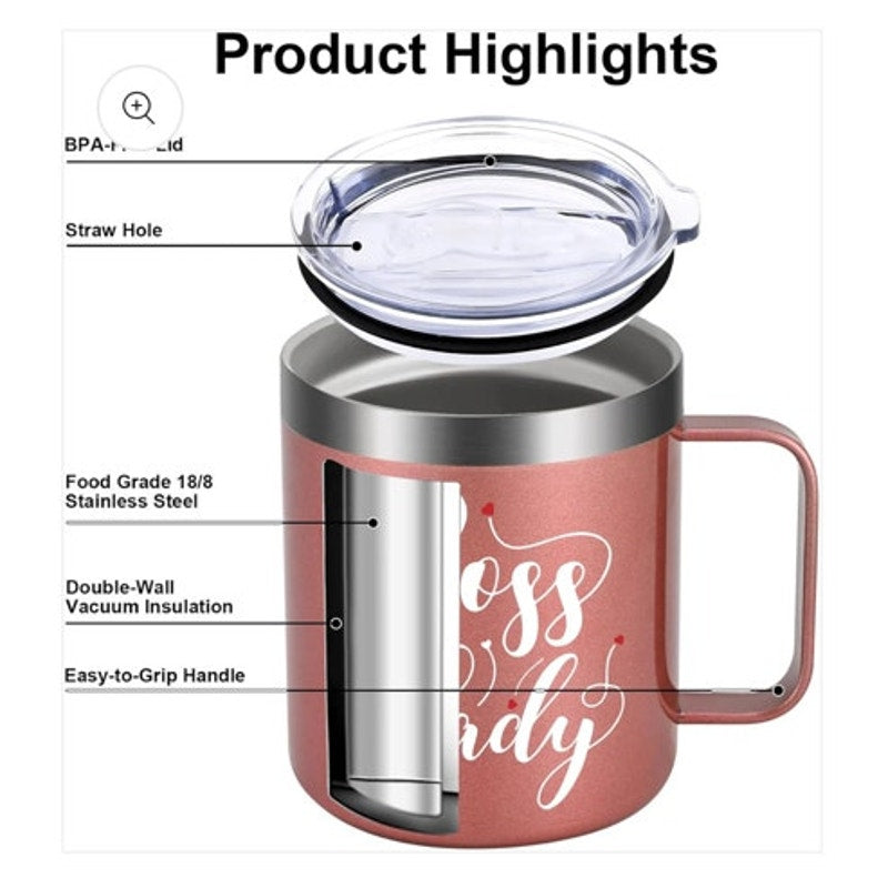 BRAND NEW ~ 12oz Stainless Steel "Boss Lady" Vacuum Insulated Tumbler Set & Acc.