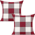 BRAND NEW ~ 2 Buffalo Check Cranberry Red & White Toss Pillow Covers ~ 18 x 18