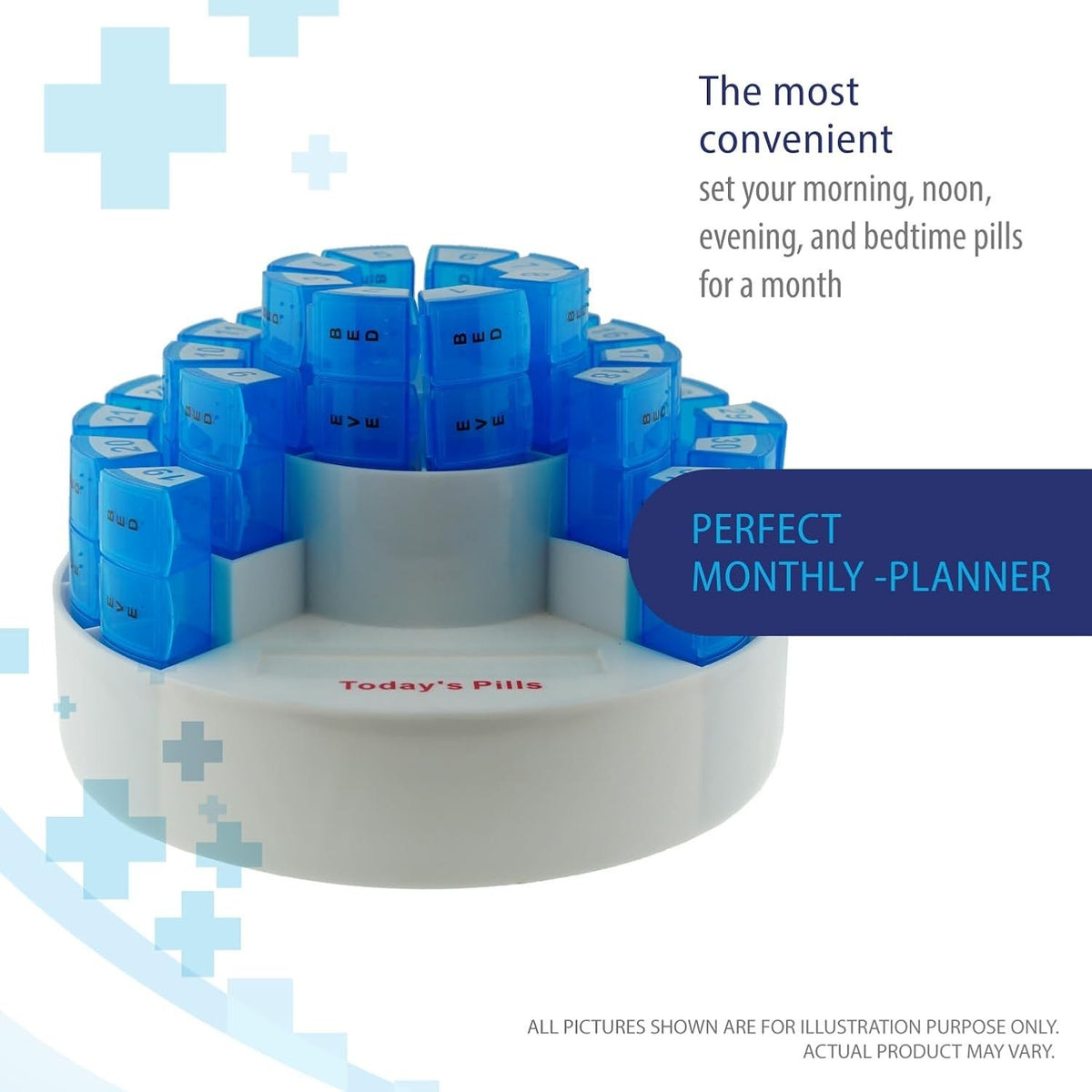 BRAND NEW ~ 31 Day Monthly Pill Medication Organizer & Removable Compartments