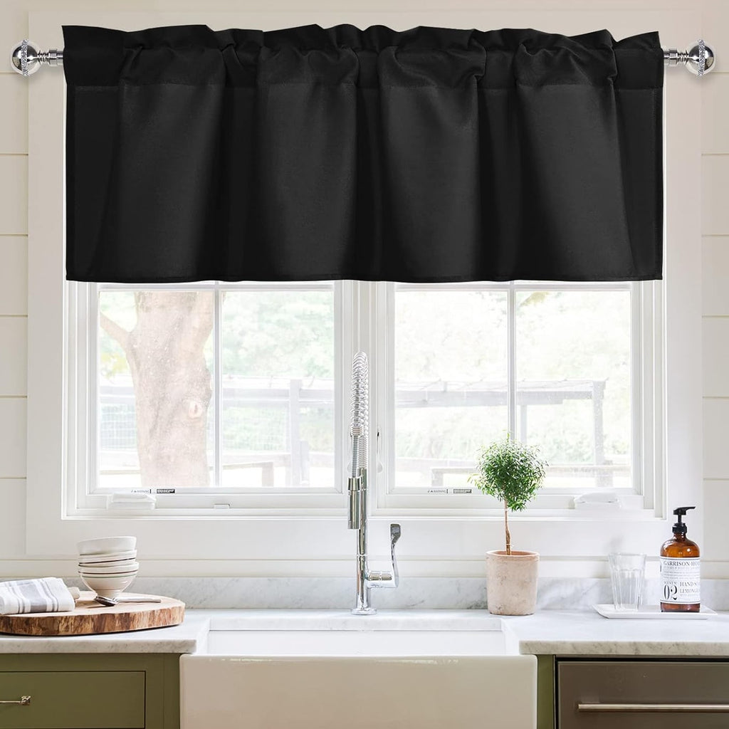 NWT ~ Black Window Valance Curtain ~ Measures 52" x 18" ~ BRAND NEW