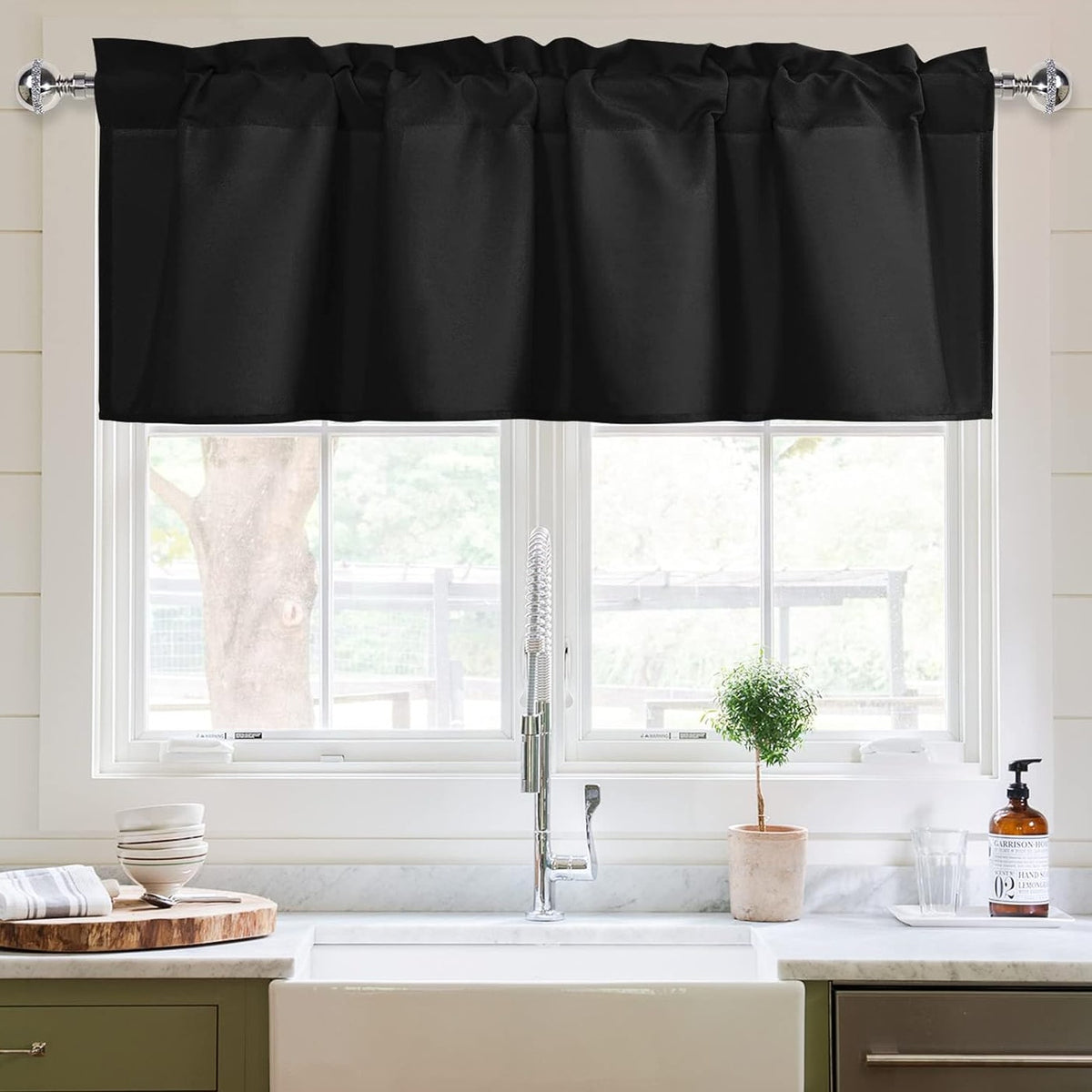 NWT ~ Black Window Valance Curtain ~ Measures 52" x 18" ~ BRAND NEW