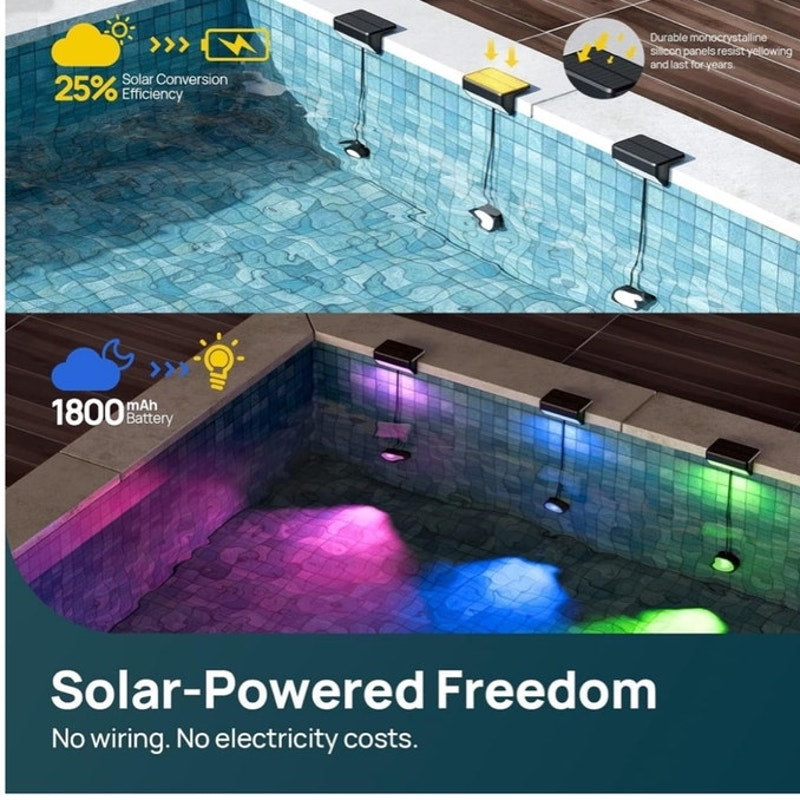 BRAND NEW ~ Smart Solar Pool Light LED Dual-Zone App Control Waterproof Solar