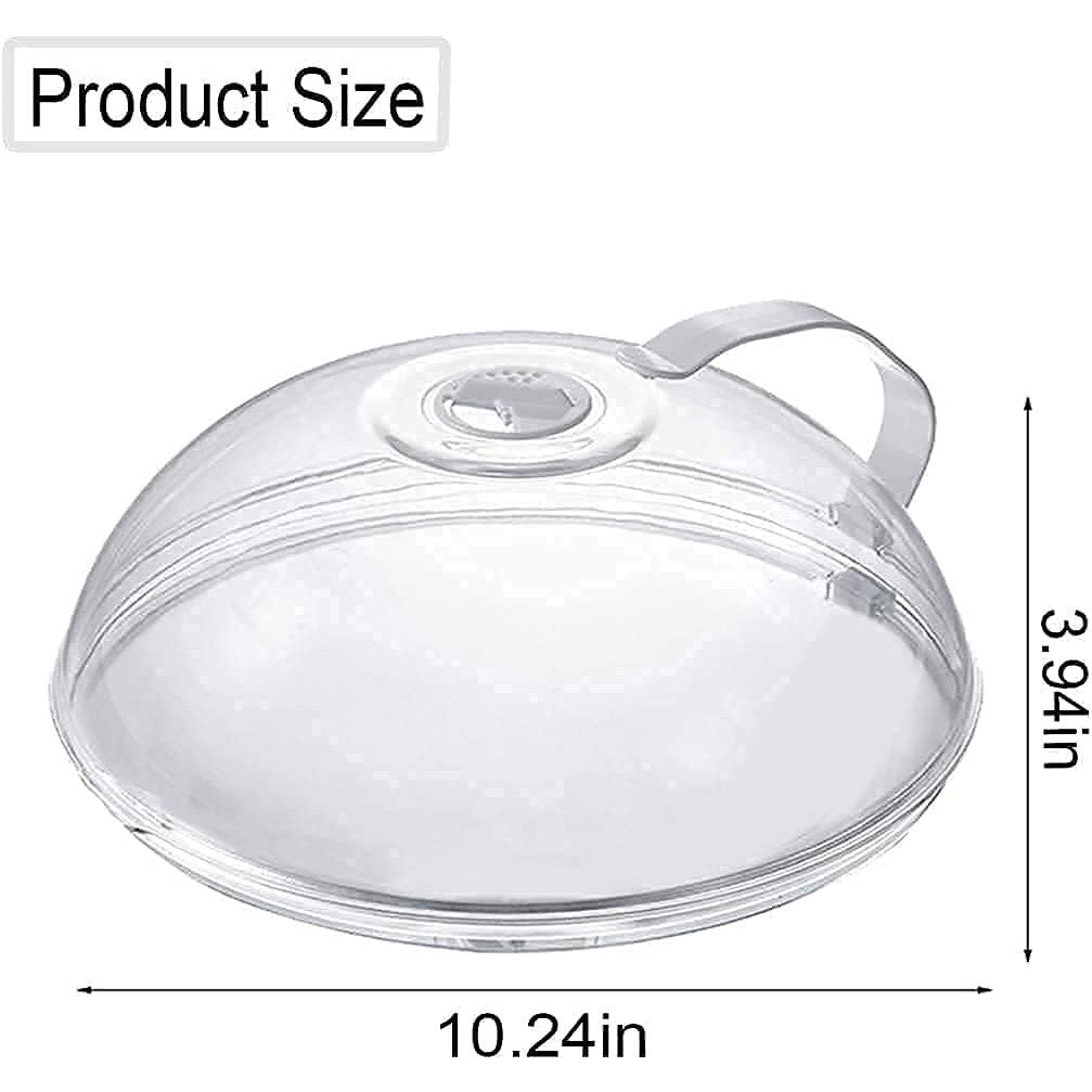 NWT ~ Set/2 Microwave Transparent Splatter Plate Cover w/ Handle & Steam Vent