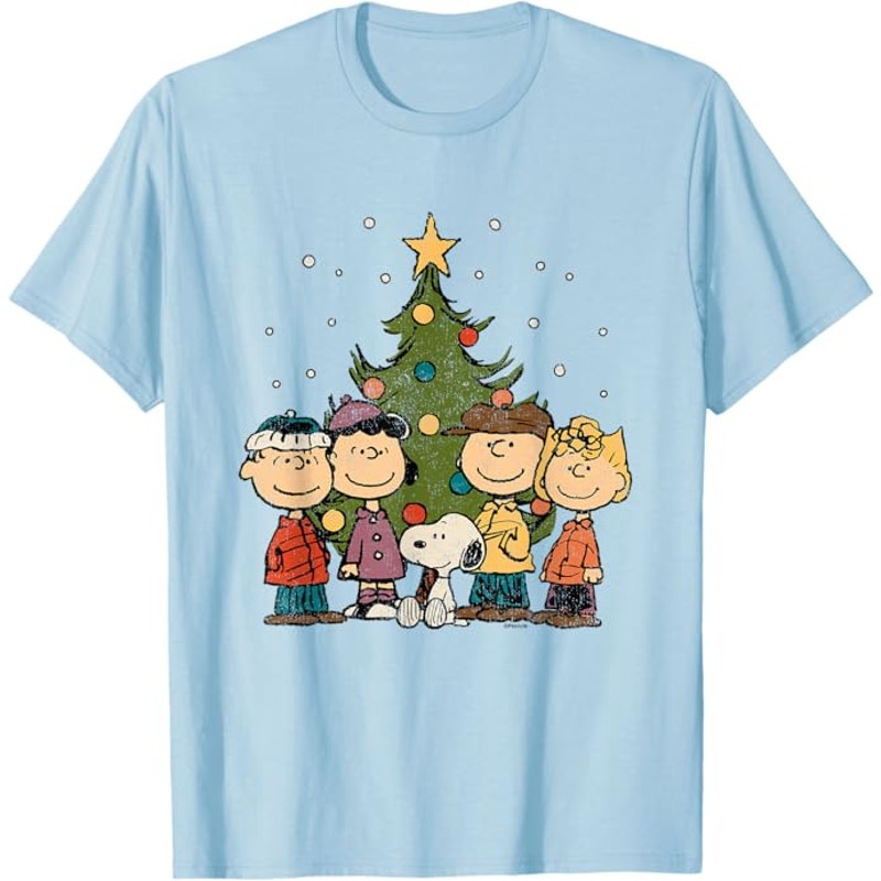 NWT ~ Peanuts Charlie Brown Snoopy Christmas Group T-Shirt ~ Men's Size XL