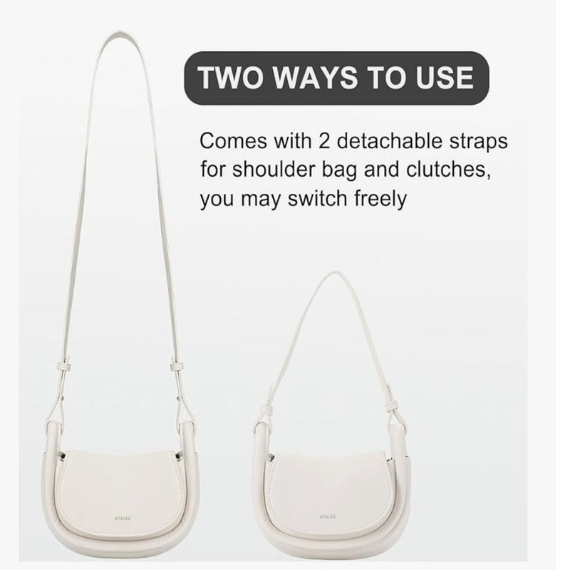 BRAND NEW ~ Staise Trendy Small Cream Vegan Leather Crossbody Shoulder Bag Purse