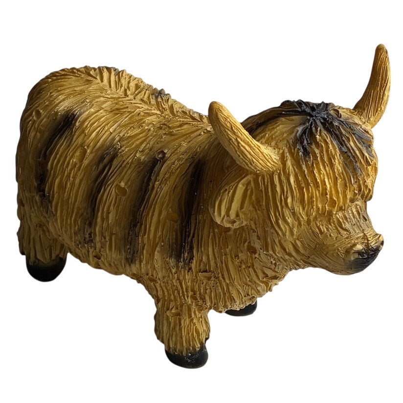 BRAND NEW ~ Primitive Modern Farmhouse Tan Striped Highland Cow