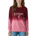 BRAND NEW ~ Women's Plus Size "Blessed" Pink Ombre Long Sleeve Crew Neck ~ 3X