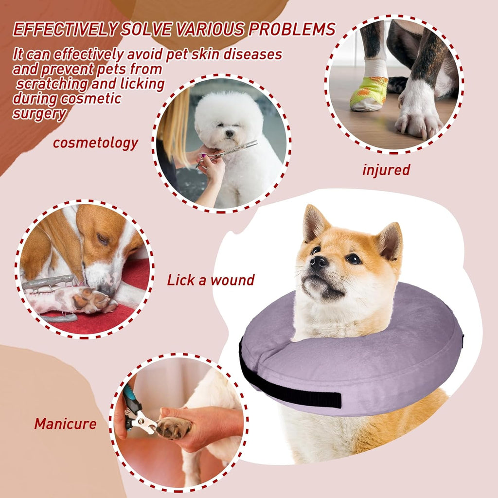 BRAND NEW ~ Purple Gray Inflatable Soft Protective Dog Cone Donut Collar ~ XL