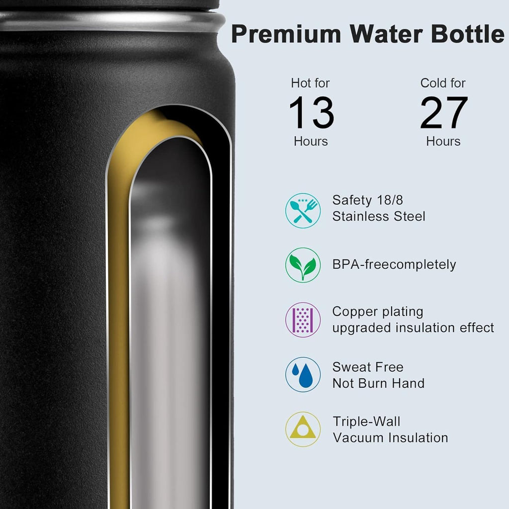 BRAND NEW in BOX ~ koodee Black Stainless Steel 16 oz Insulated Water Bottle