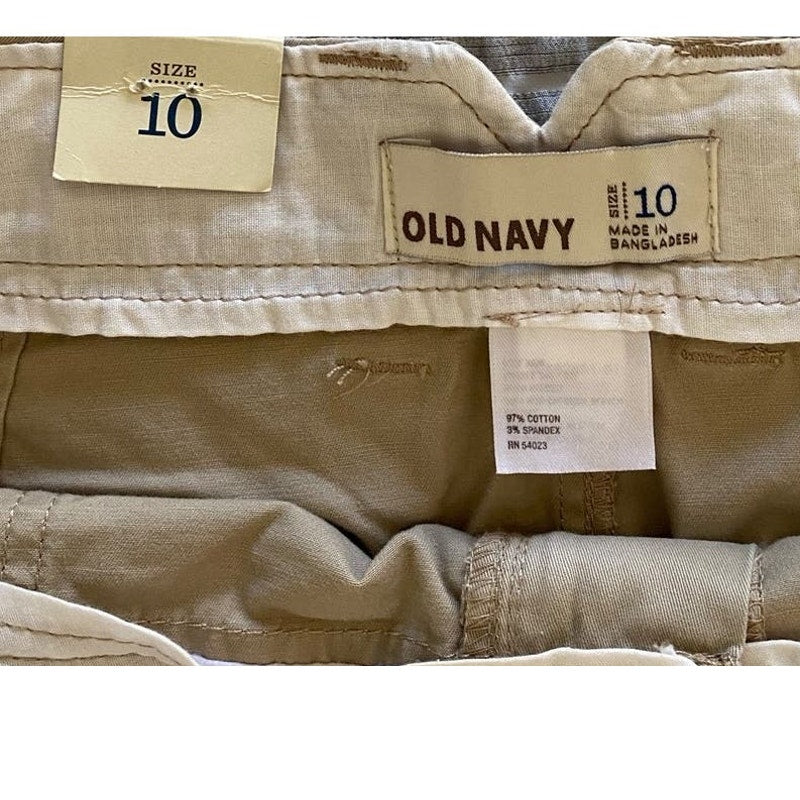 NWT ~ OLD NAVY Tan Khaki Cotton Pockets Mini Cargo Summer Skirt ~ Womens Size 10