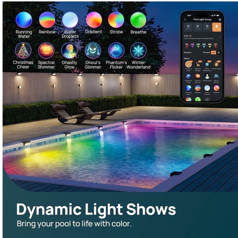 BRAND NEW ~ Smart Solar Pool Light LED Dual-Zone App Control Waterproof Solar