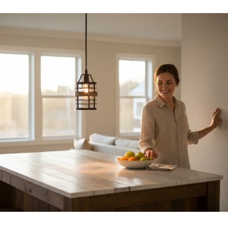 NWT ~ Matte Black Modern Farmhouse Hanging Spiral Metal Cage Pendant Light