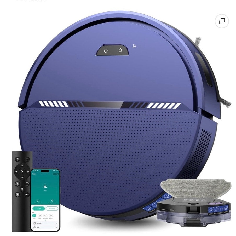 BRAND NEW ~ Blue Rechargeable Low Profile Robot Vacuum Cleaner 2 in 1 Mop Combo