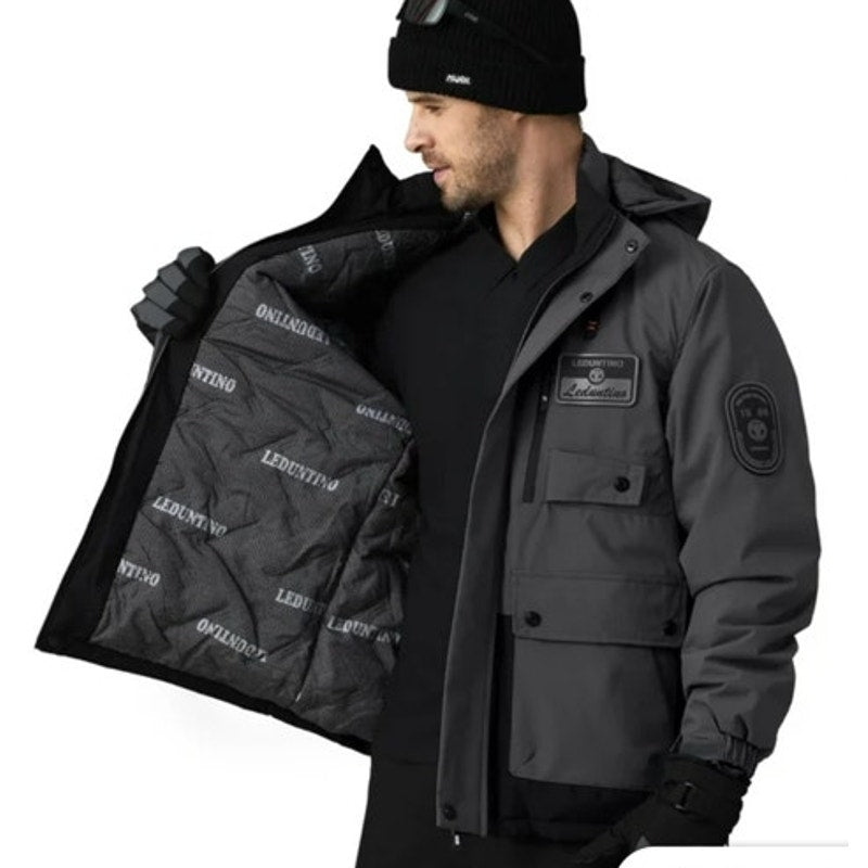 NWT ~ Men's Leduntino Black & Gray Heavy Winter Jacket ~ Size LARGE