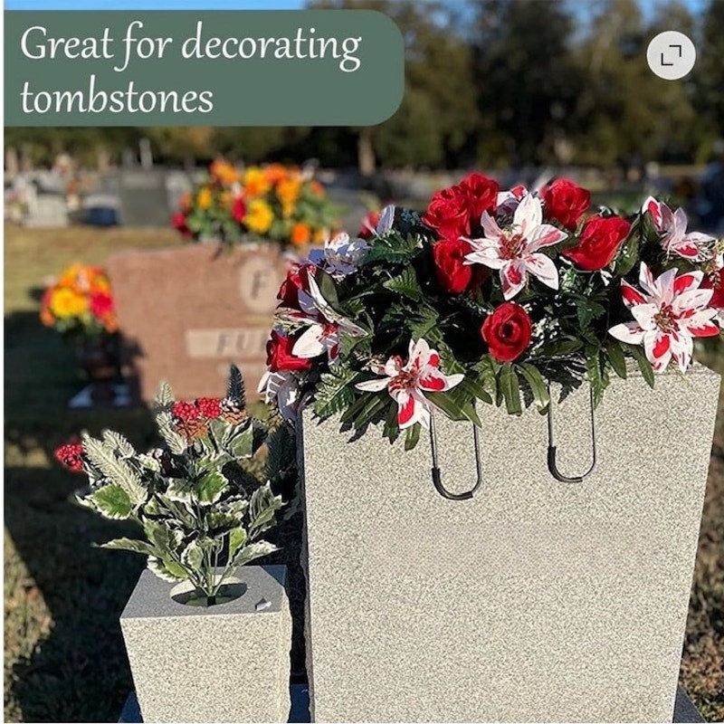 BRAND NEW ~ Set/8 Outdoor Grave Headstone Cemetery Memorial Flower Saddles