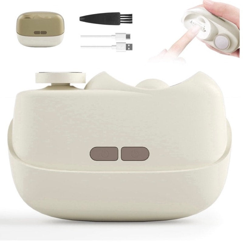 BRAND NEW ~ 2 in 1 Electric Nail Clipper Trimmer Polishing LED Light & Storage