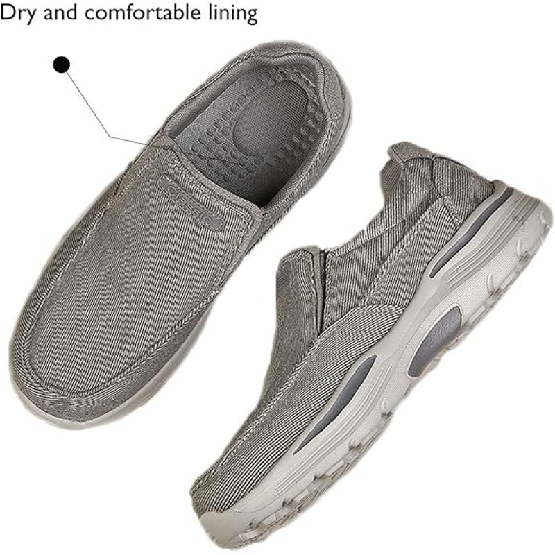 NWT ~ Men's Casual Gray Canvas Lightweight Loafers Walking Shoes ~ Size 11