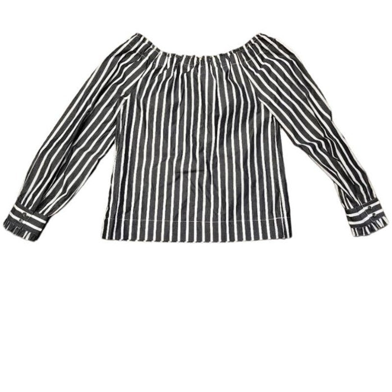 NWT ~ J.CREW Off The Shoulders Black & White Striped Blouse ~ Women's Size XXS