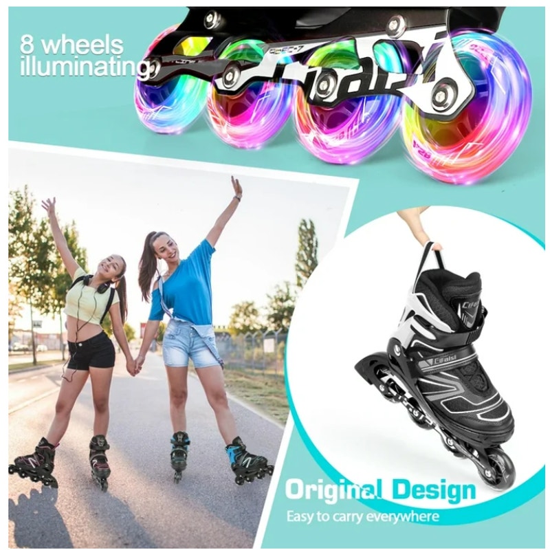 BRAND NEW ~ Adjustable Inline Skates with Illuminating Wheels ~ Boys Girls 12C-2
