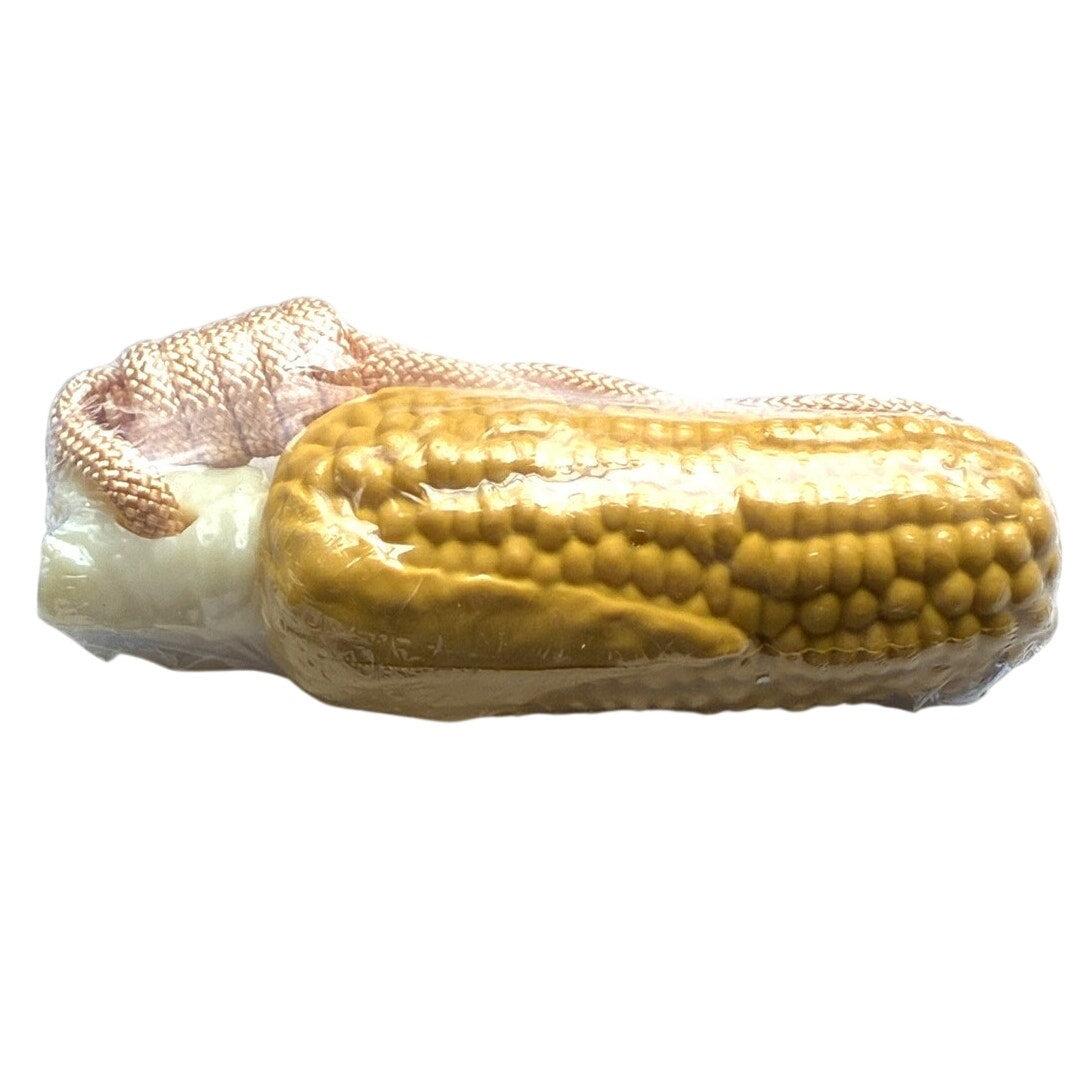 BRAND NEW ~ Corn on the Cob Dog Heavy 'Rubber' Chew Toy & Rope Pull Handle