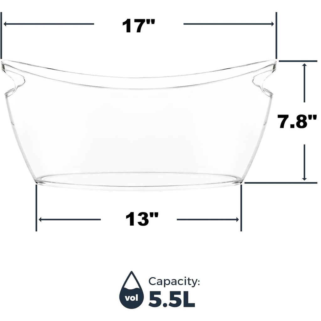 BRAND NEW ~ Set/3 Large Clear Ice Buckets Party Beverage Tub w/ Handles & Scoop