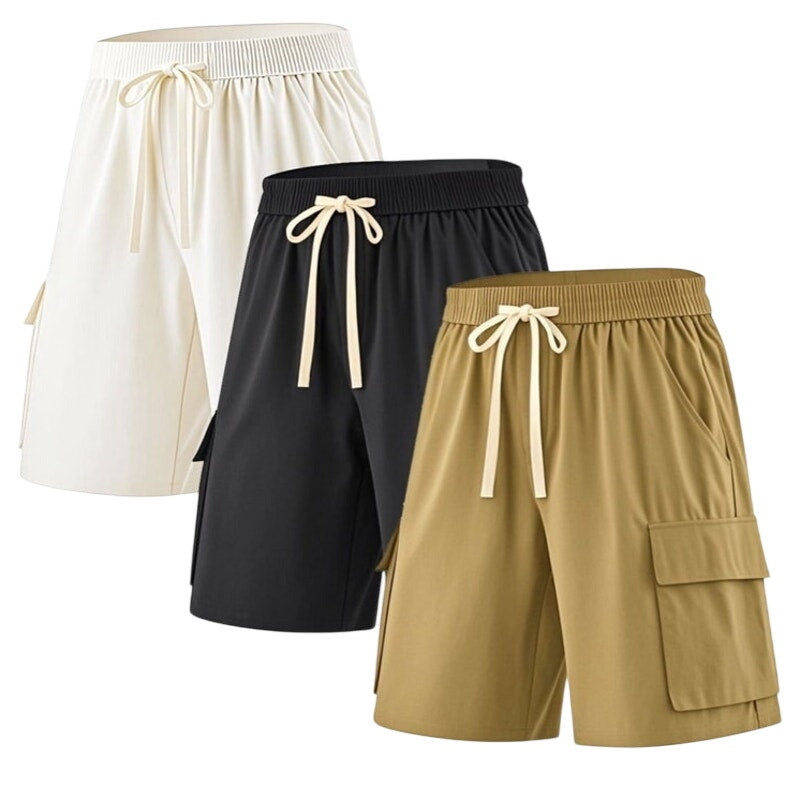 NWT ~ Set/3 Pairs of Men's Classic Fit Casual Cargo Shorts with 4 Pockets ~ MED
