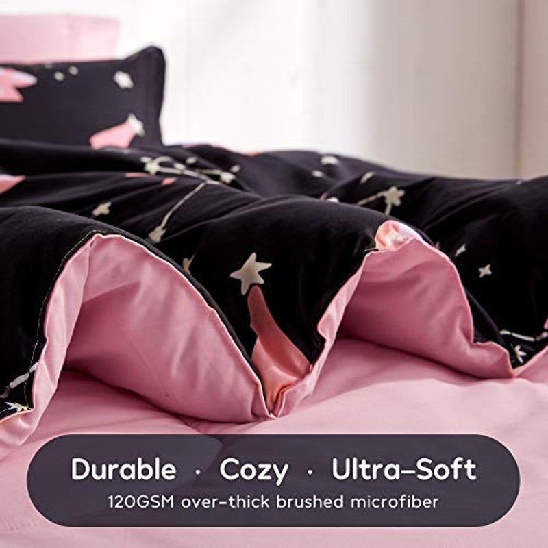 BRAND NEW ~ 3pc Kids Pink & Black Galaxy Bedding Comforter Set ~ FULL/QUEEN