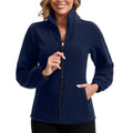 NWT ~ Women's Navy Blue Full Zipper & Zip Pockets Fleece Jacket Top ~ MEDIUM