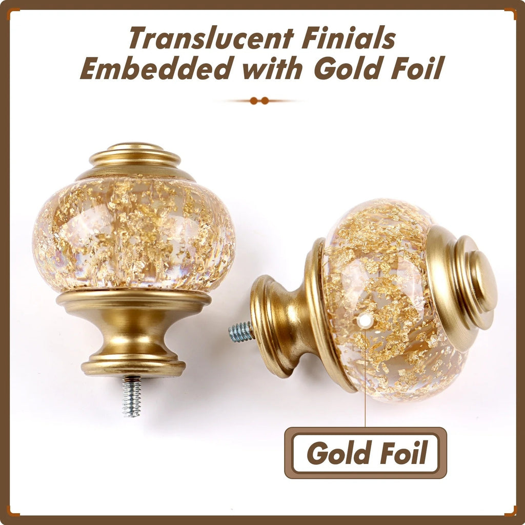 BRAND NEW ~ Gold 7/8" Adjustable Single Curtain Rod Translucent Finial 84"-120"