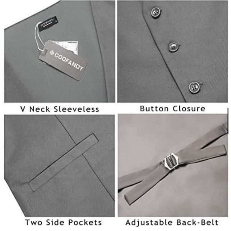 NWT ~ Men's Light Gray Business Suit Vest Casual Dress Slim Fit Formal ~ MEDIUM