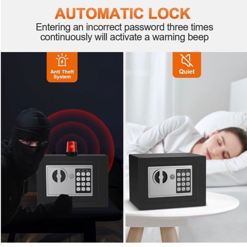 BRAND NEW ~ Black Electronic Digital Security Safe Lock Box .25 Cubic Feet