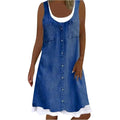 NWT ~ Faux 2 Piece Denim Jean Look Short Casual Tank Top Dress ~ Women's LARGE