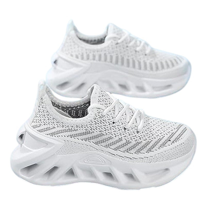 NWT ~ Kids White Breathable Mesh Athletic Sneakers Shoes ~ Girls Boys Size 11