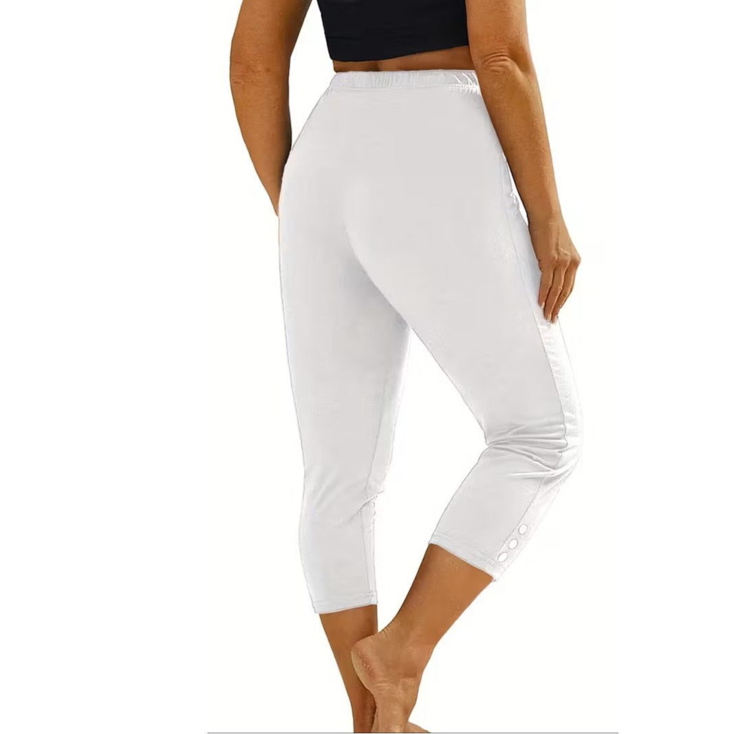 NWT ~ Set/4 Summer Bright Capri Pants Pink Lime White Black ~ Women's MEDIUM