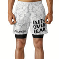 NWT ~ Men's Gray & White 2-in-1 Shorts And Quick Drying Swimming Trunks ~ SMALL