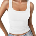 BRAND NEW ~ White Ribbed Padded Shelf Bra Activewear Tank Top ~ Women's XL