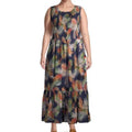 NWT ~ Women's Navy Blue Floral Print Sleeveless Sundress Maxi Dress ~ Plus 2X